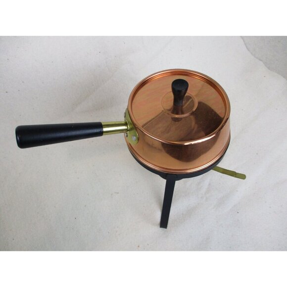 Copper Fondue pot, Sauce Pot, Chafing pot, vintage, Kitchenware, kitchen gadgets - Picture 2 of 7